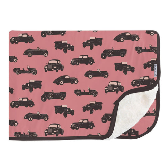 Throw Blanket with Sherpa Backing - Desert Rose Vintage Cars