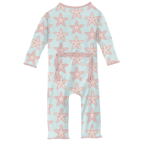 Last One - Size 4T: Coverall with Muffin Ruffles (Snaps/Zipper) - Fancy Starfish