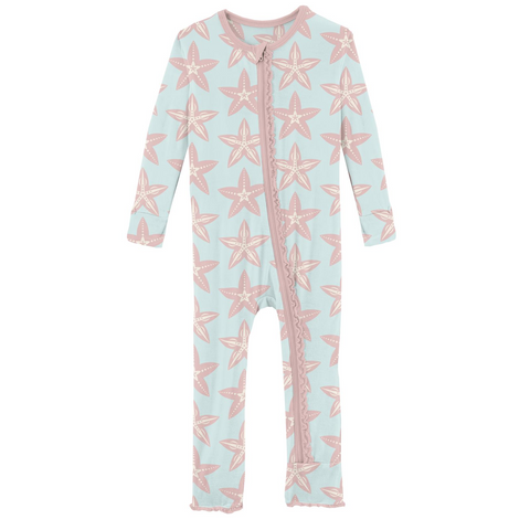 Last One - Size 4T: Coverall with Muffin Ruffles (Snaps/Zipper) - Fancy Starfish