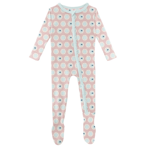 Footie con volantes de muffin (broches/cremallera) - Baby Rose Porthole