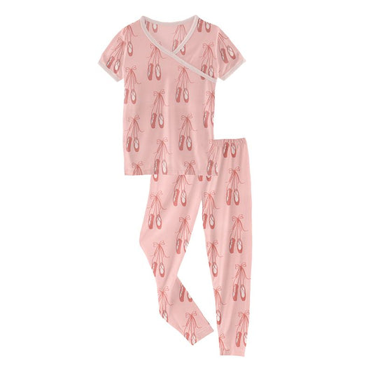 2 Piece Kimono Pajama (Short Sleeve) - Baby Rose Ballet
