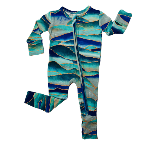 Footie (Zipper) - Misty Malibu Mountains