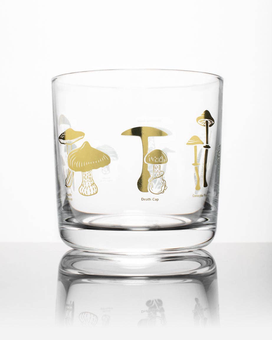 Rocks Glass - Poisonous Mushrooms Gold Foil