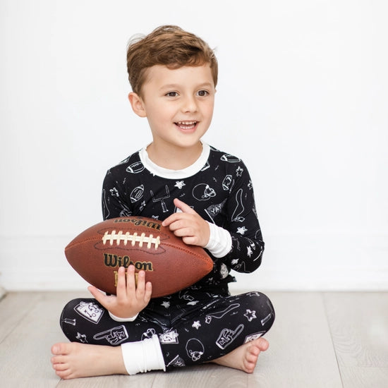 2 Piece Pajama (Long Sleeve) - Midnight Football