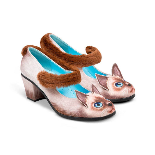 Women's Shoe - Chocolaticas® Mid Heels Siamese Cat Women's Mary Jane Pump