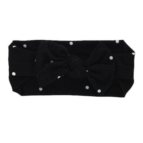 Headband (Single Knot) - Black Polkadot
