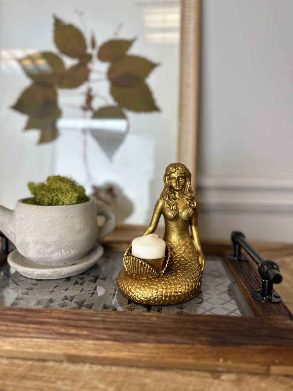 Candle Holder - Resin Gold Mermaid