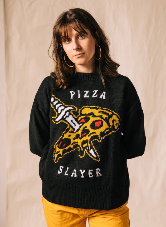 Women's Knit Sweater - Pizza Slayer
