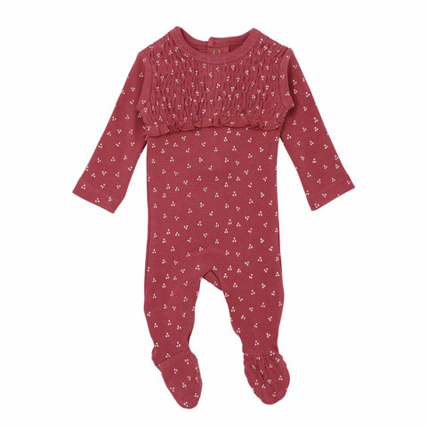 Footie Smocked - Appleberry Dots