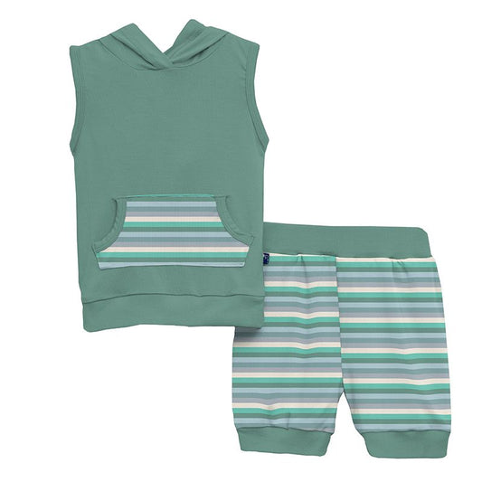 Hoodie Tank Outfit Set - April Showers Stripe