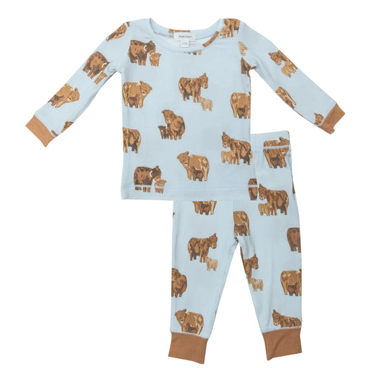 2 Piece Pajamas (Short Sleeves) - Highland Cattle