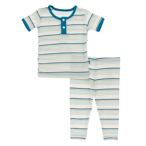 2 Piece Henley Pajama (Short Sleeve) - Culinary Arts Stripe