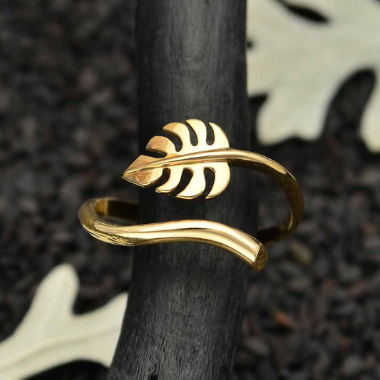 Ring - Adjustable Monstera Leaf Bronze