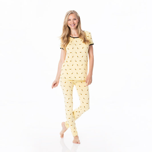 Women's Fitted Pajama Set (Short Sleeve) - Wallaby Bees