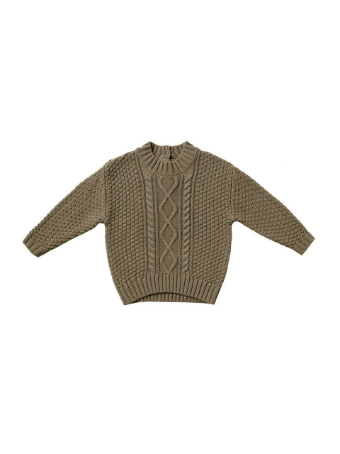 Last One - Size 18/24M: Sweater Cable Knit - Olive