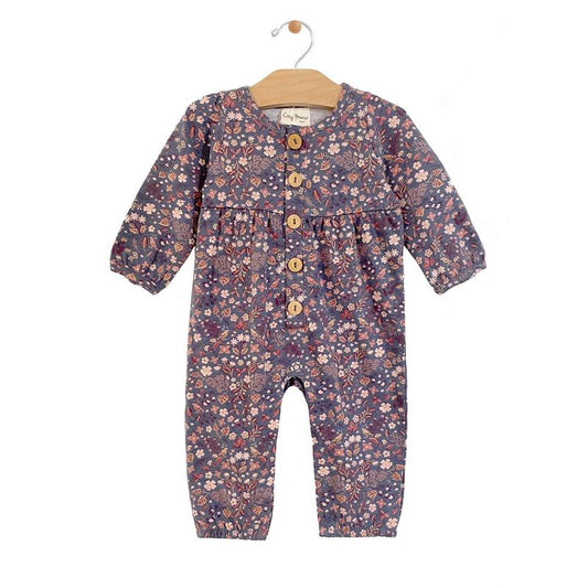 Last One: 0/3 Months - Romper Button Gathered Jersey - Multi Floral