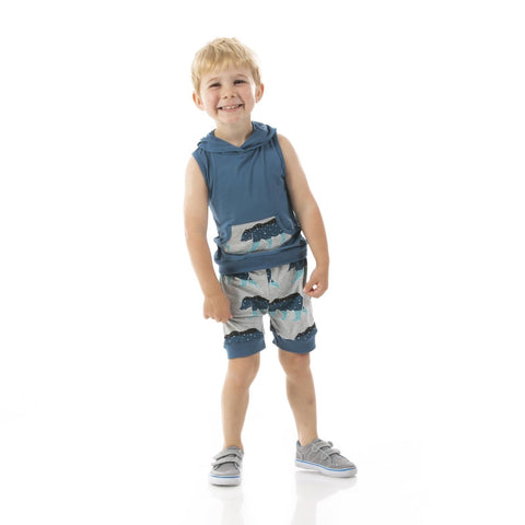 Hoodie Tank Outfit Set (Short Sleeve) - Heather Mist Night Sky Bear