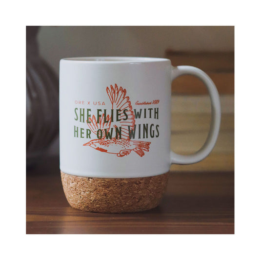 Mug (Ceramic + Cork Base) - She Flies With Her Own Wings