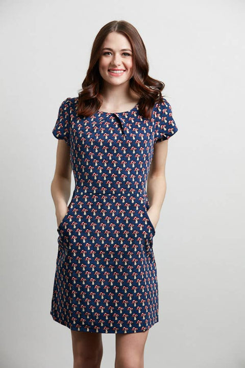 Dress - Blue Mushroom Corduroy With Pockets