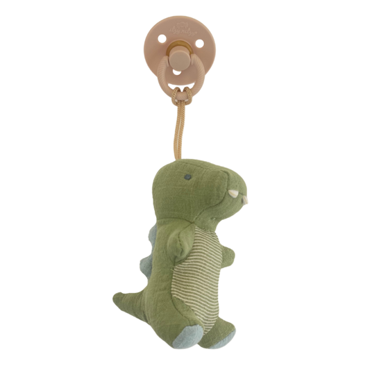 Pacifier (Natural Rubber) & Stuffed Animal - Bitzy Pal Dino