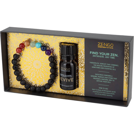 Pulsera - Piedra Zengo Chakra + Juego de Aceite - Cuentas de Chakra/Lava