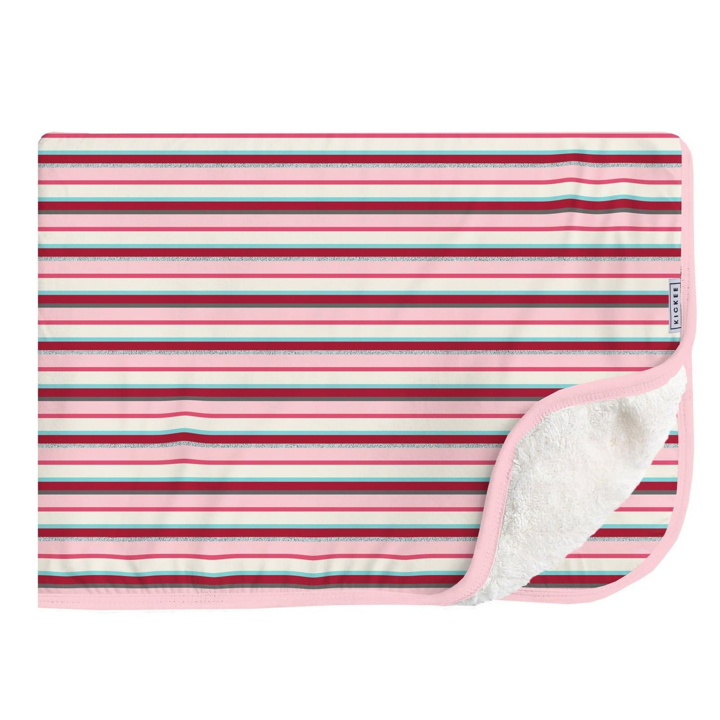 Throw Blanket with Sherpa Backing - Anniversary Bobsled Stripe