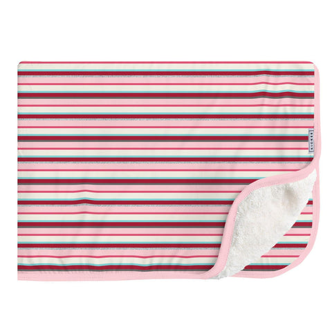 Throw Blanket with Sherpa Backing - Anniversary Bobsled Stripe