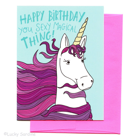 Greeting Card - Sexy Magical Unicorn Birthday