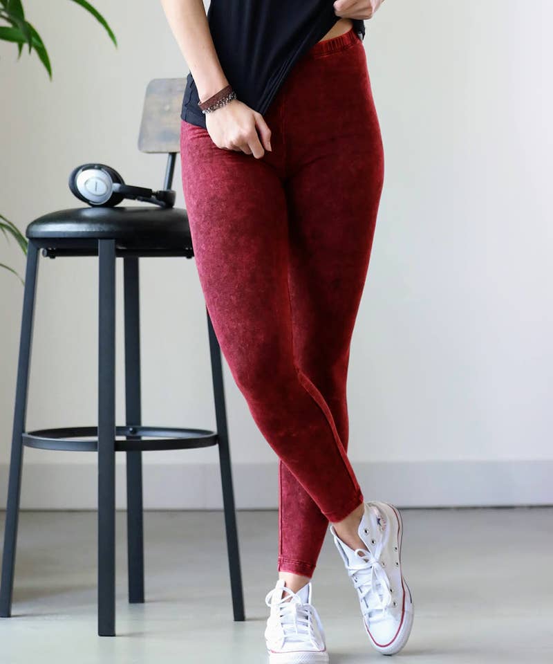 Leggings (Full Length) - Mineral Wash Cabernet