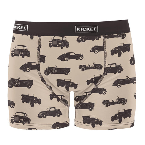 Men's Boxer Briefs - Burlap Vintage Cars