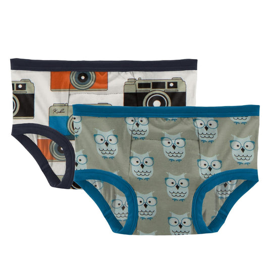 Training Pants Set - Mom's Camera and Silver Sage Wise Owls
