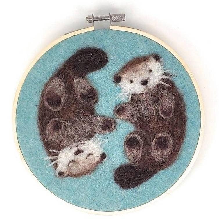 Needle Felting Kit - Otters in a Hoop