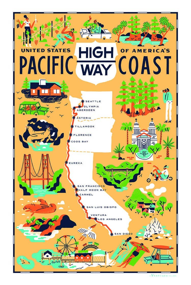 Tea Towel - Pacific Coast Highway
