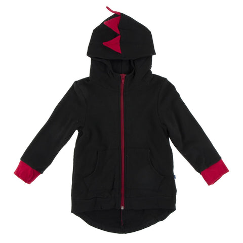 Dino Hooded Jacket (Fleece) - Midnight with Crimson