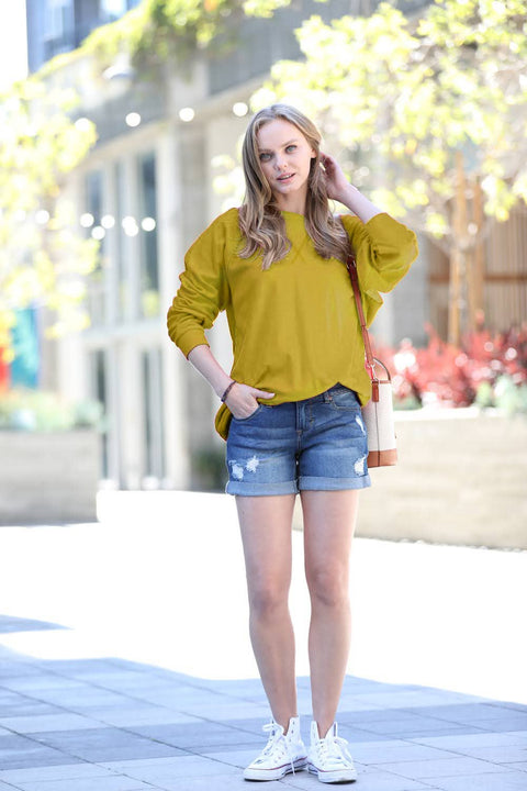 Pullover (Crew Neck) - Olive Mustard