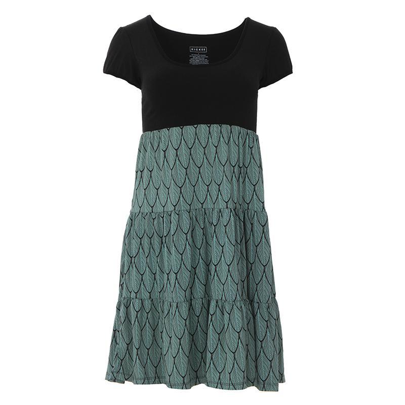 Last One - Small: Women's Sundress with Performance Jersey Top - Midnight Feathers