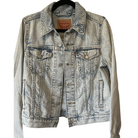 Denim Jacket - Hand Beaded Hamsa w/African Mud Cloth