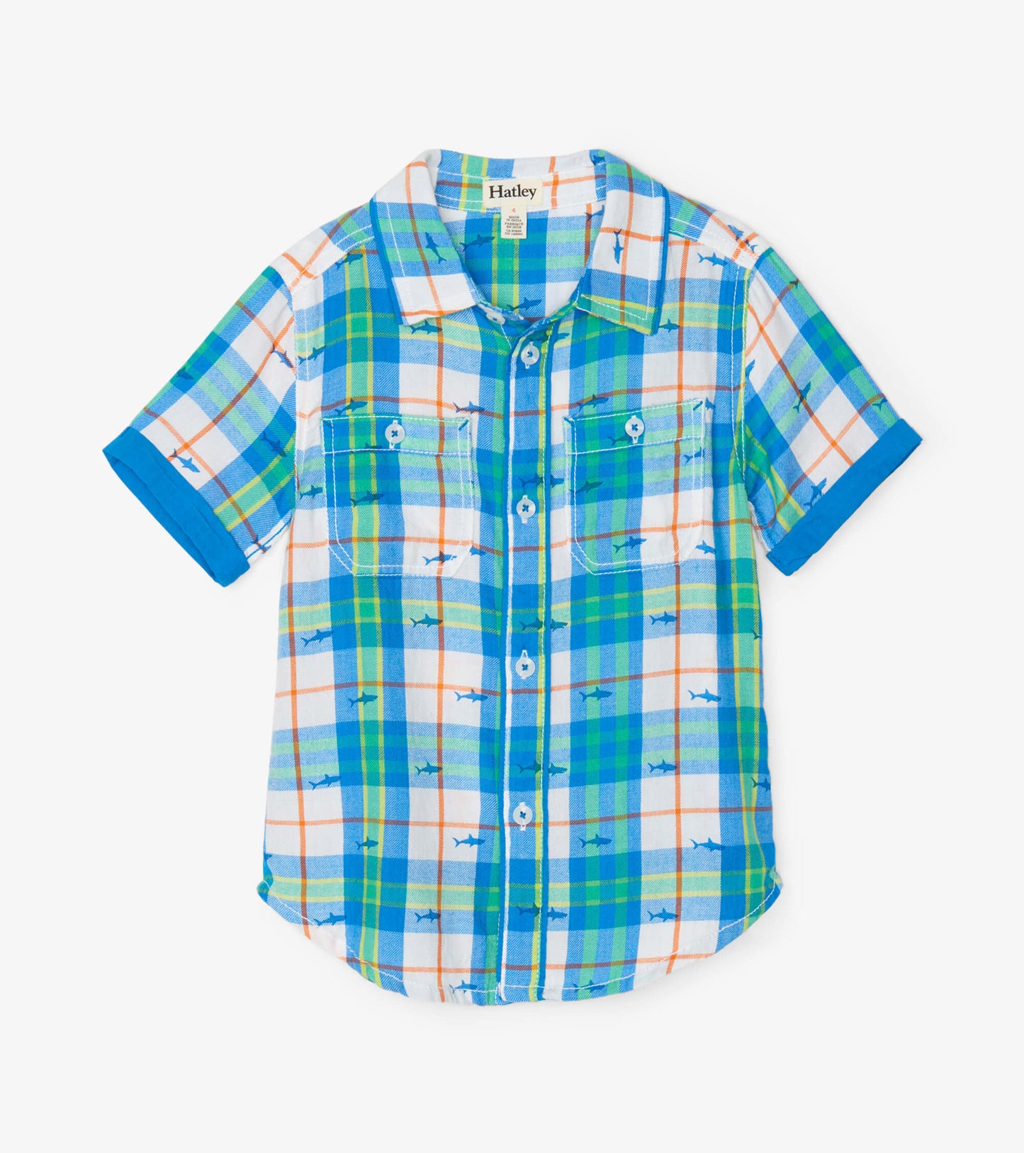 Button Down Tee (Short Sleeve) - Plaid Shark