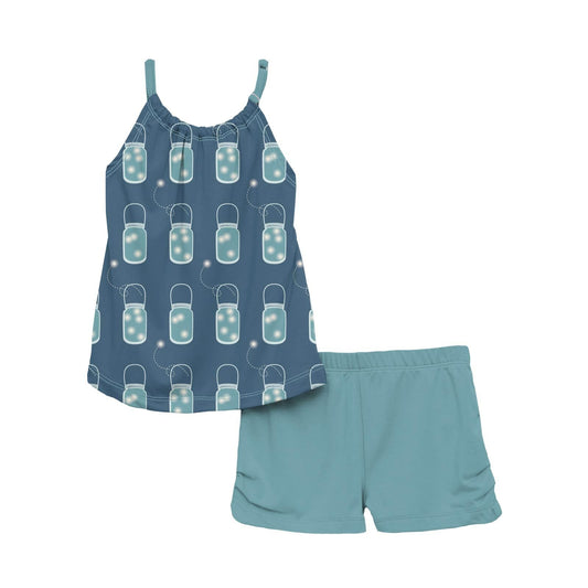 Gathered Cami and Shorts Outfit Set - Twilight Fireflies
