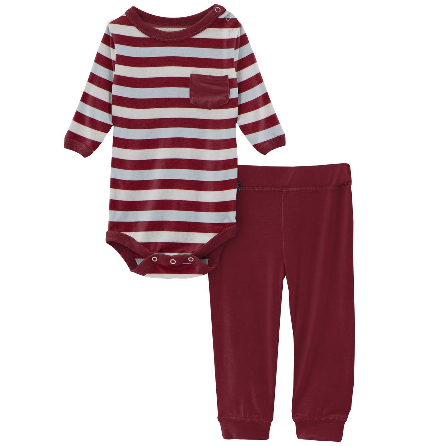 Long Sleeve Pocket Onesie with Pants Set - Playground Stripe