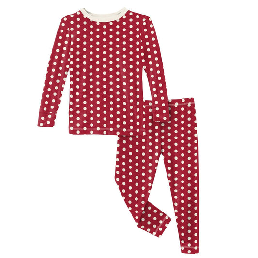 2 Piece Pajama Set (Long Sleeve) - Candy Apple Polka Dots