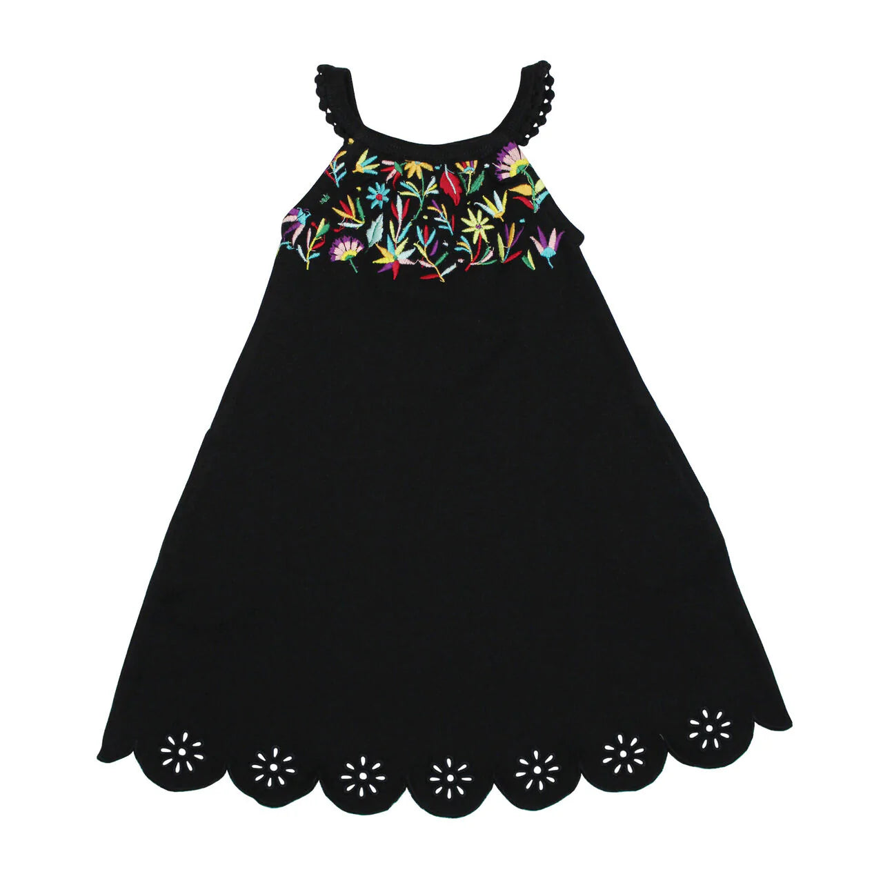 Twirl Dress (Pockets) - Black Floral Embroidered