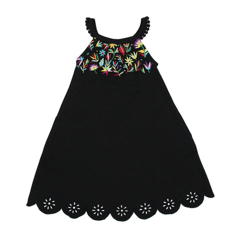 Vestido Twirl (Bolsillos) - Bordado Floral Negro