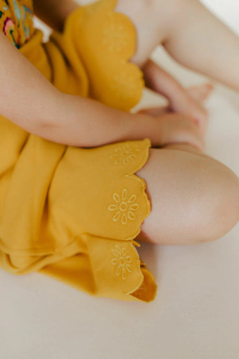 Vestido Twirl (Bolsillos) - Bordado Floral Mandarina