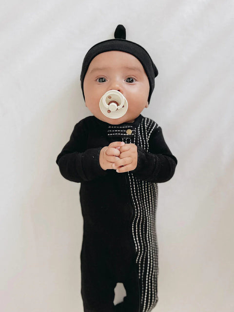 Footie (cremallera) - Borde negro bordado