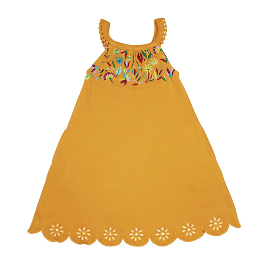 Twirl Dress (Pockets) - Tangerine Floral Embroidered