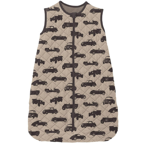 Last One - Size 0/6 Months: Quilted Sleep Sack - Burlap Vintage Cars