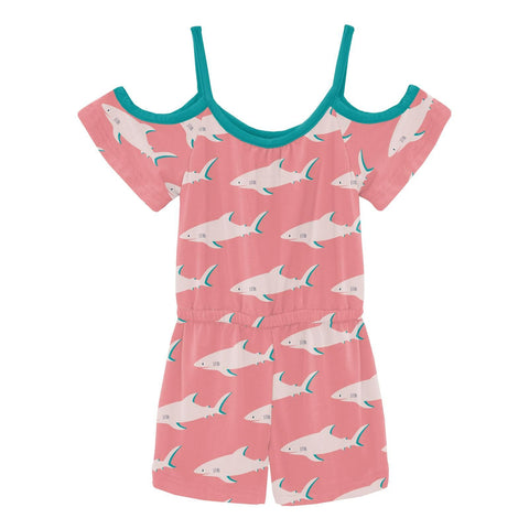 Open Shoulder Romper - Strawberry Sharky