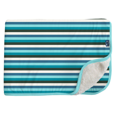 Toddler Blanket with Sherpa Lining - Ice Multi Stripe