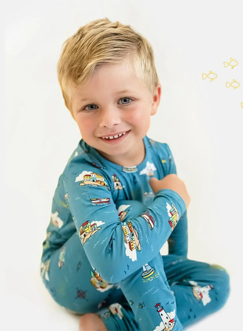 2 Piece Pajamas (Long Sleeve) - Lighthouses